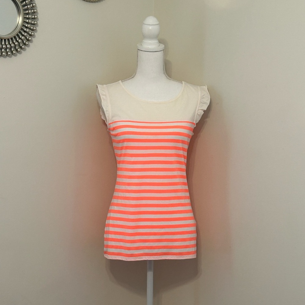 Lilly Pulitzer Coral and White Striped Tank Top
